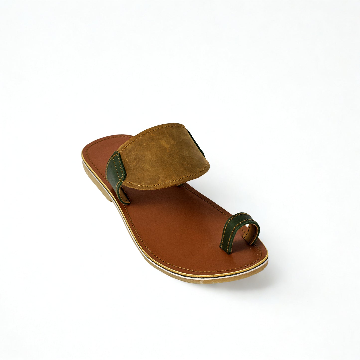 SULM8 Brown/Green Toe Push-In Sandal