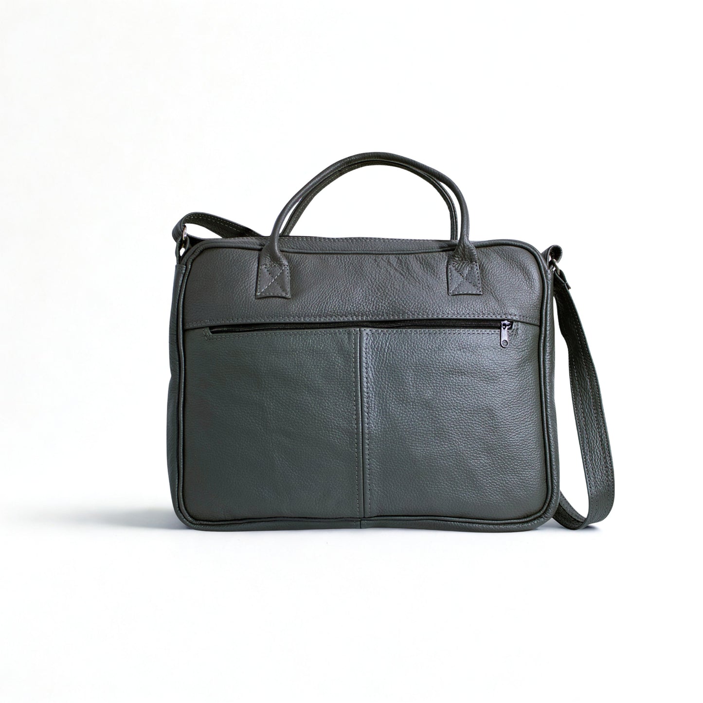 SULM8 Grey Leather Laptop Bag