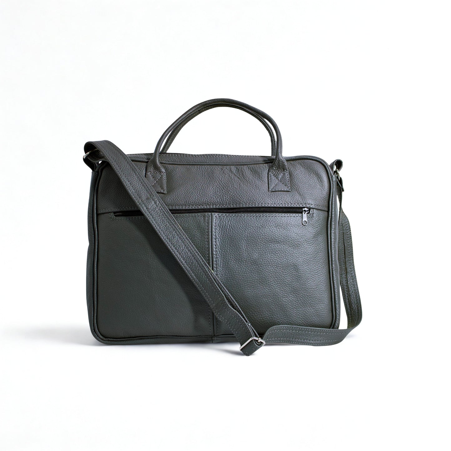 SULM8 Grey Leather Laptop Bag