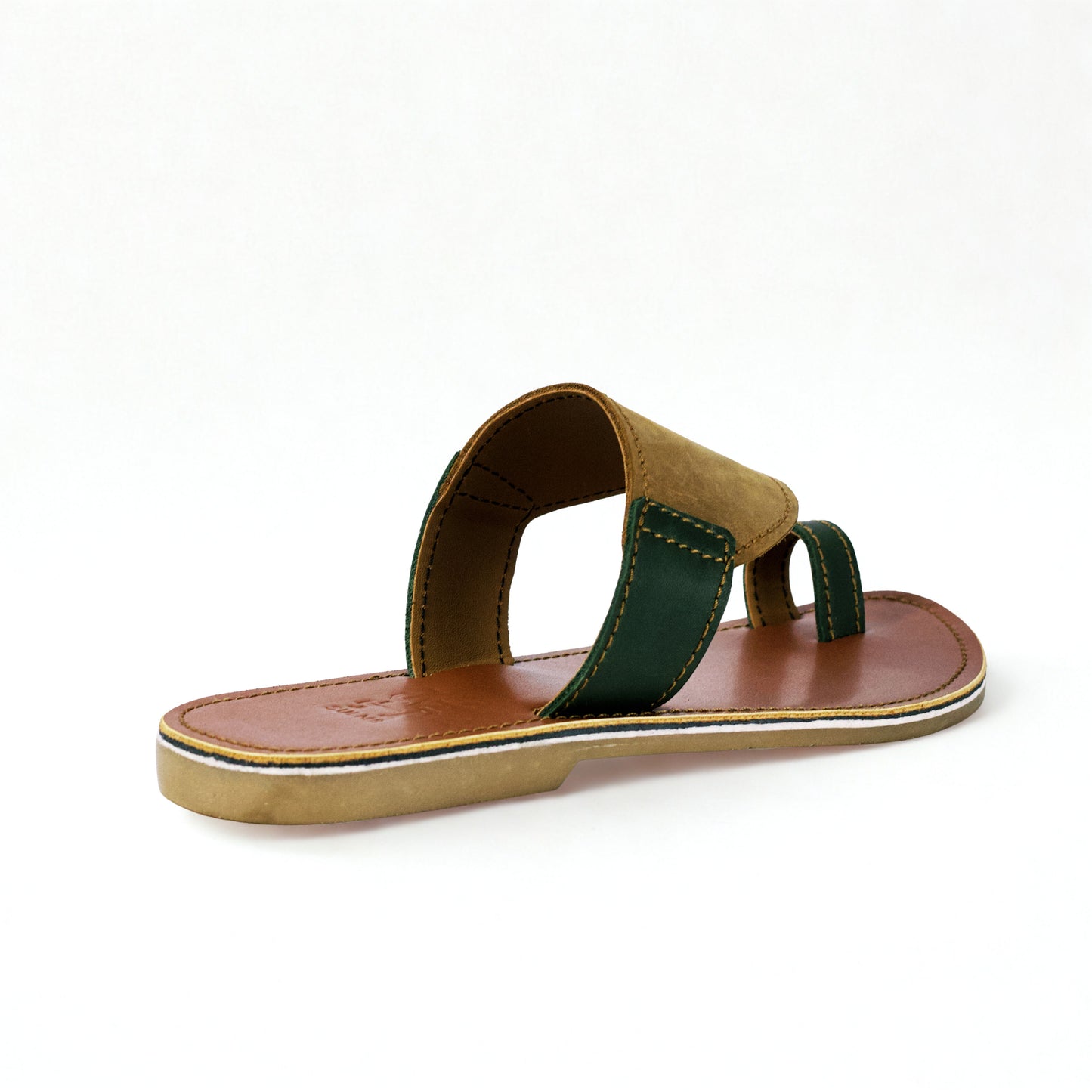 SULM8 Brown/Green Toe Push-In Sandal
