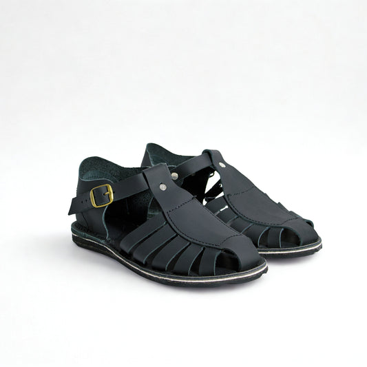 SULM8 Vintage Close-Toe Black Sandals