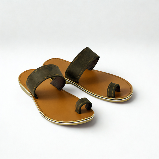 SULM8 Women's Brown Toe Push-In Sandal