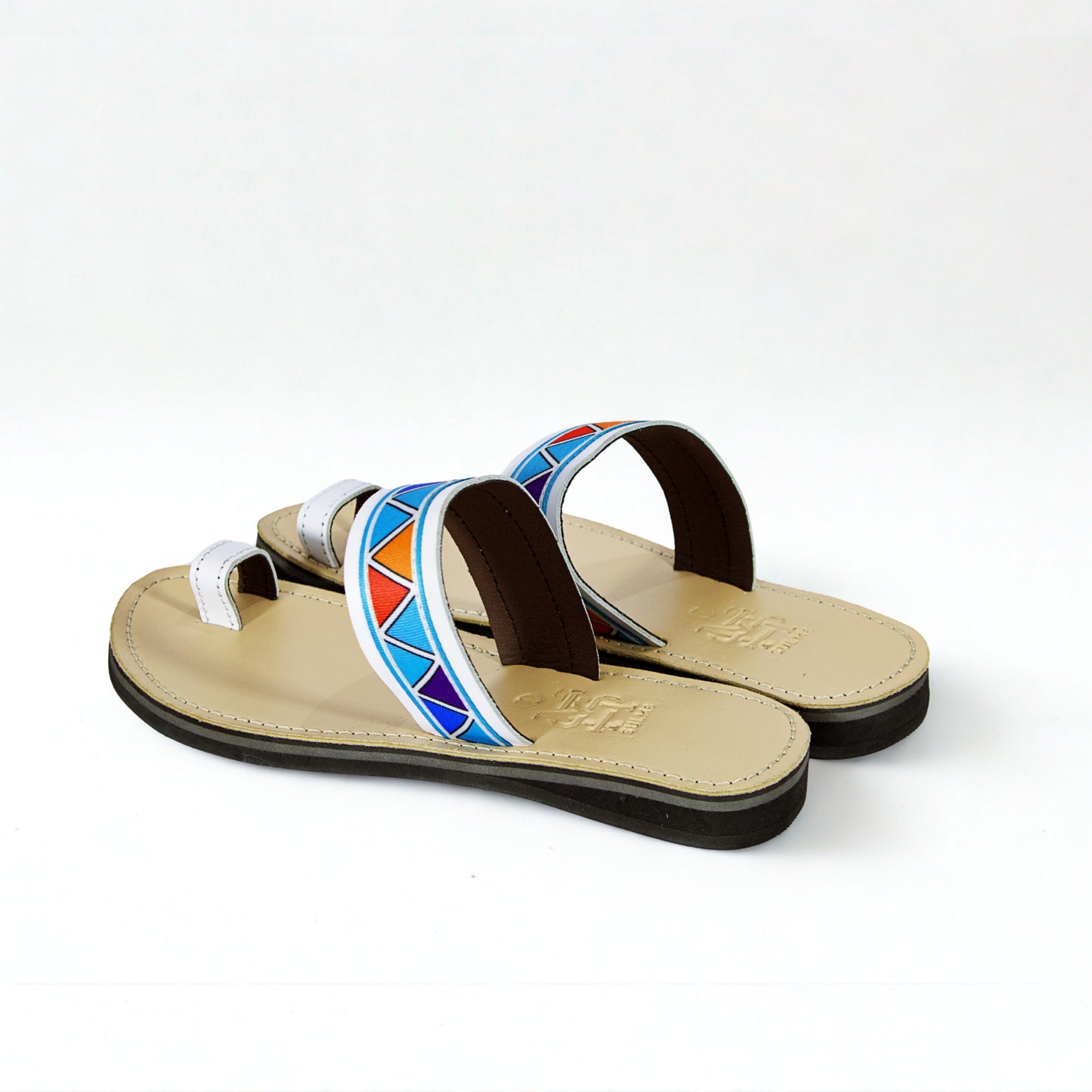 SULM8 Women's Toe Push-In Fawn Sandal Multi-Coloured Strap