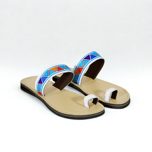 SULM8 Women's Toe Push-In Fawn Sandal Multi-Coloured Strap